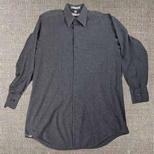 Van Heusen Gray Plaid Cotton Dress Shirt Regular Fit Size Large Long Sleeve